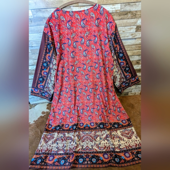 New Boho Mixed Print Paisley Kimono With Front Ties - Picture 9 of 15